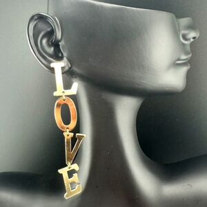 LOVE spell out word letter Gold tone Earrings
